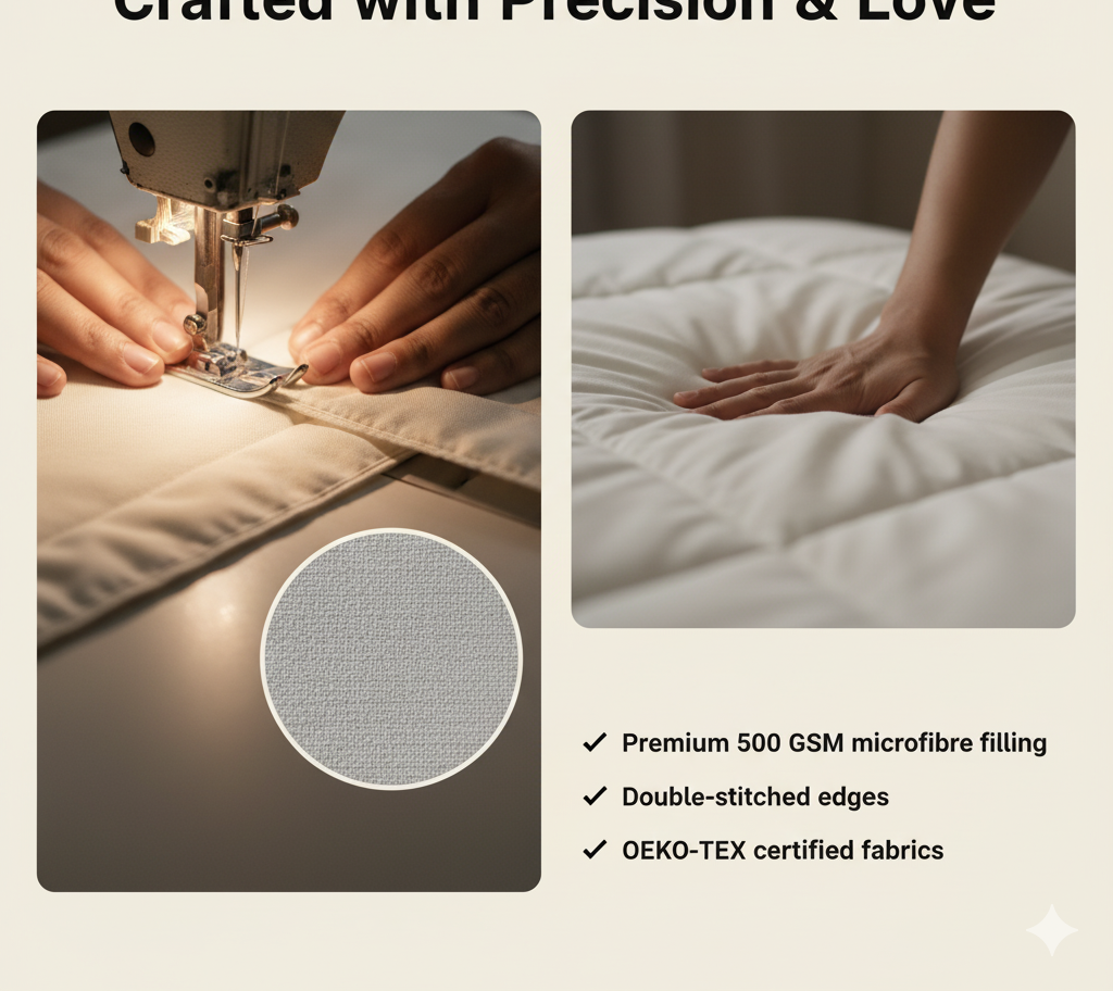 Crafted with precision: stitching, fabric, bounce-back